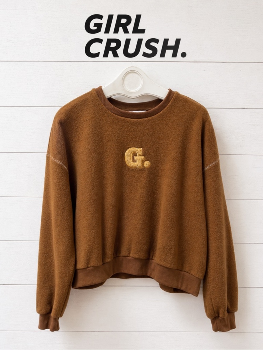 GIRL CRUSH Brown Double Fleece Crewneck size M